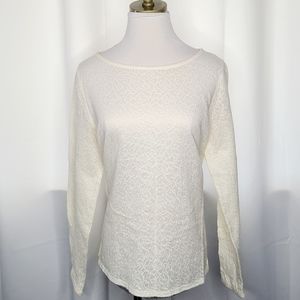 LOFT Long Sleeve Lace Scoop Neck Tee